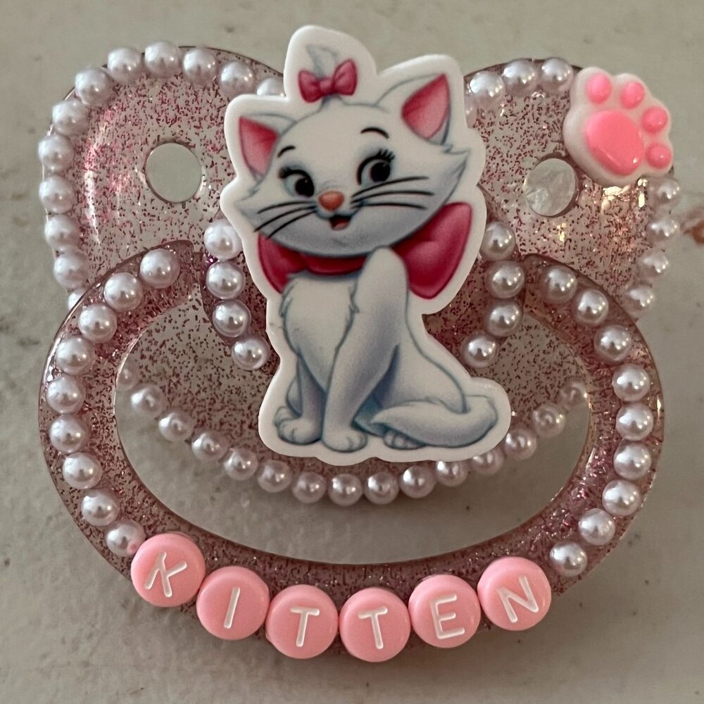 Glitter Pink Kitten Adult Pacifier